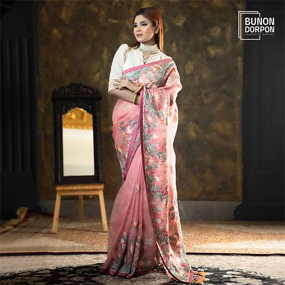 Roseate Majesty Embellished Silk Saree