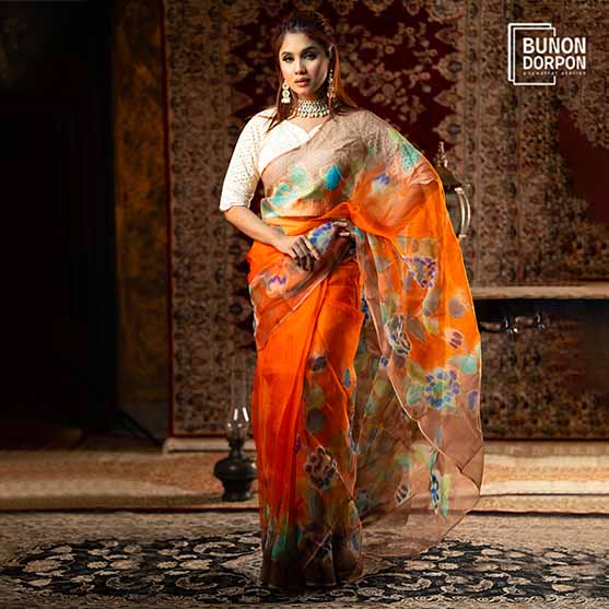 Sunrise Sovereign Hand Painted Silk Saree