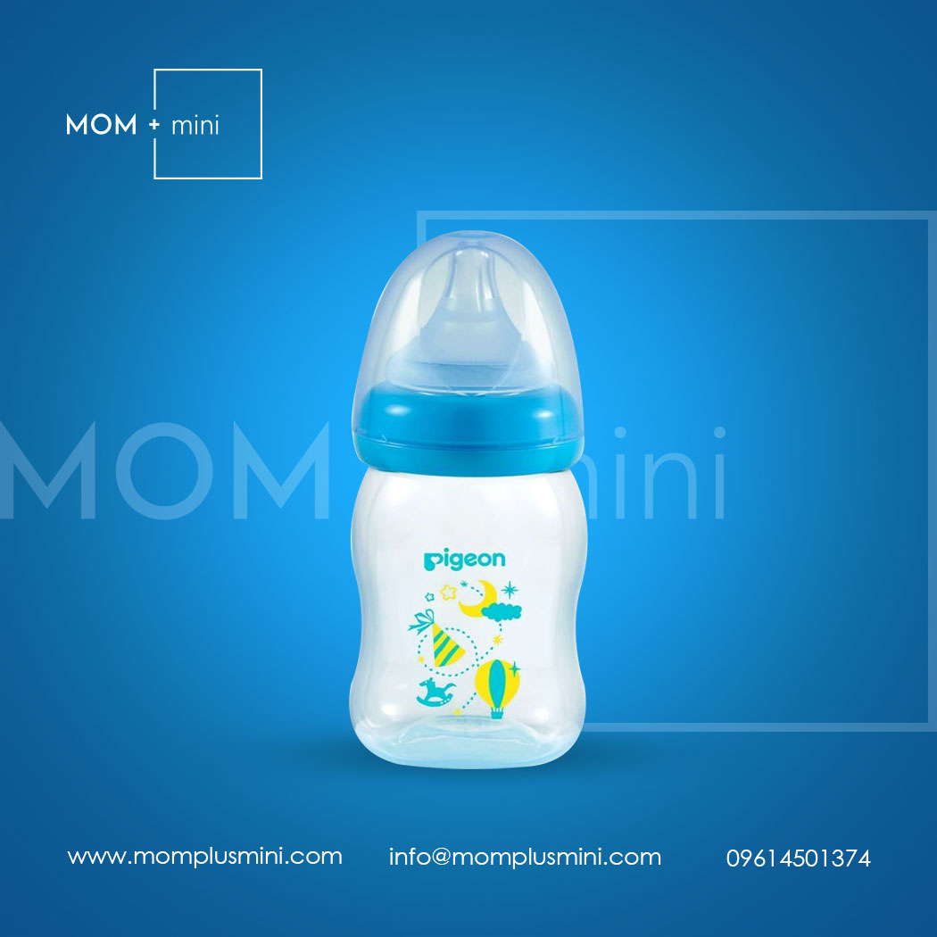 Pigeon Softouch Peristaltic Nipple Clear PP Bottle Blue 160 ml