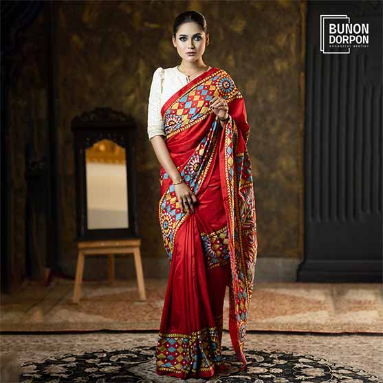 Garnet Grace Hand-Embellished Silk Saree