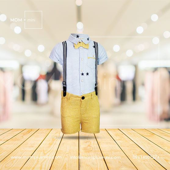 Baby Boys Gentleman Outfit with Bow Tie Suspender Straps Set