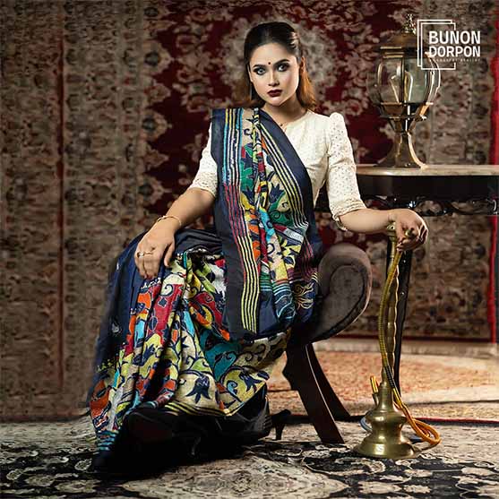 Twilight Treasures Hand-Embellished Silk Saree