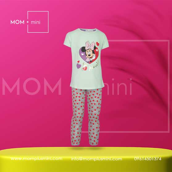 Girls T-shirt Set with Leggings Minnie Mouse Paste & Gray