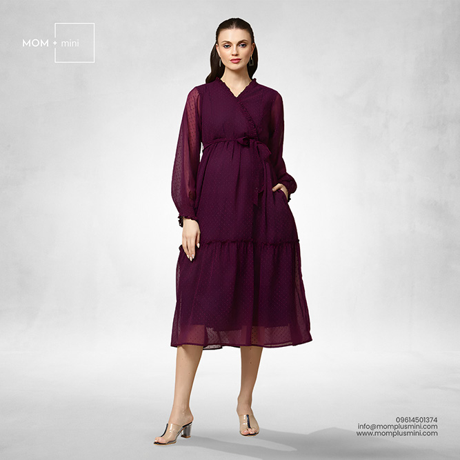 Majestic Purple Midi Maternity Dress