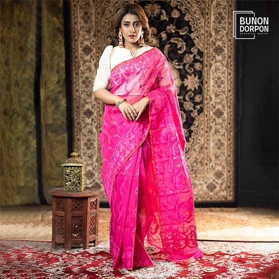 Sovereign Scarlet Heritage Jamdani Saree