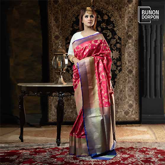Imperial Blush Aura Silk Katan Saree