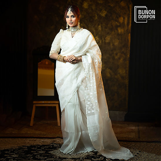 Imperial Frost Heritage Jamdani Saree