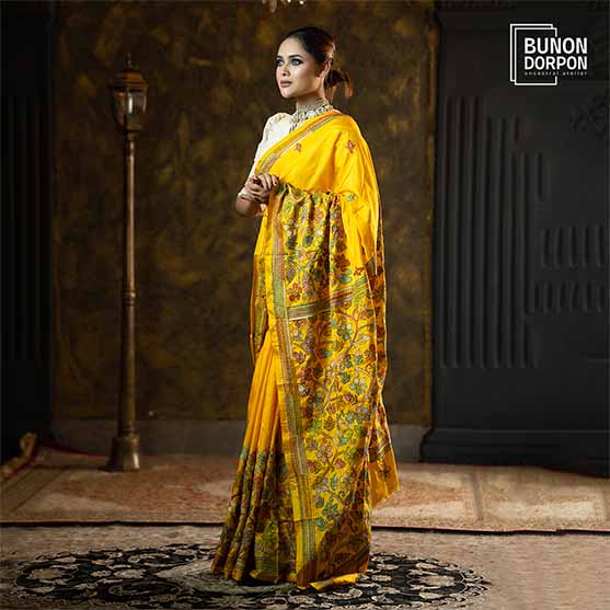 Amber Aura Hand-Embellished Silk Saree