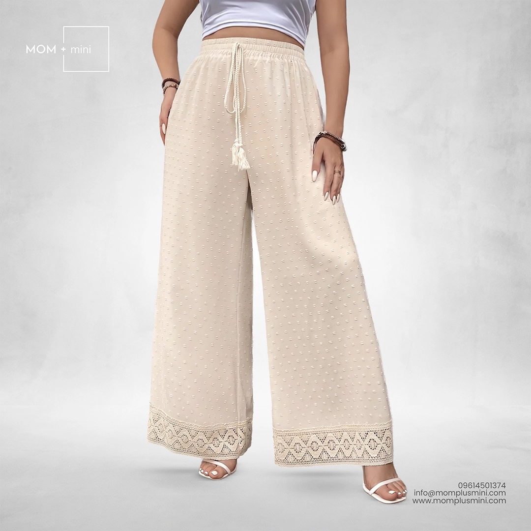 Elegant Lace Flow Pant | Off White