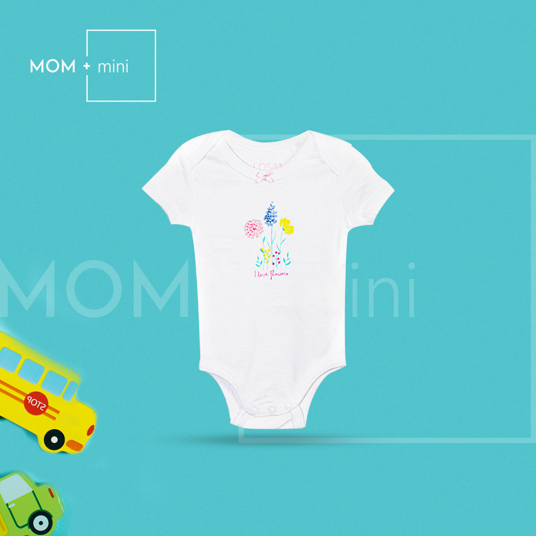 Baby Girls Romper Half Sleeve Floral White