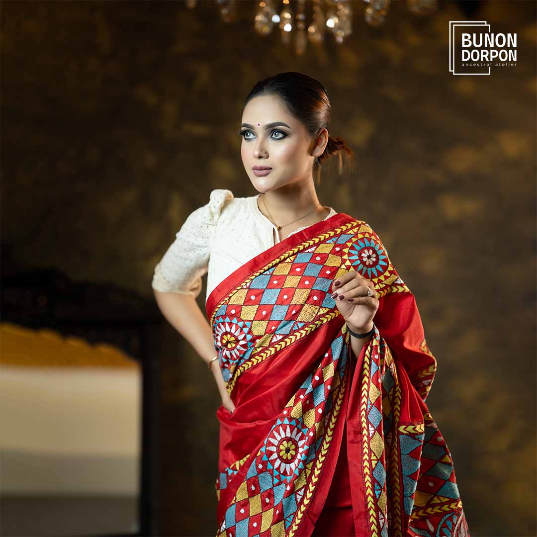 Garnet Grace Hand-Embellished Silk Saree