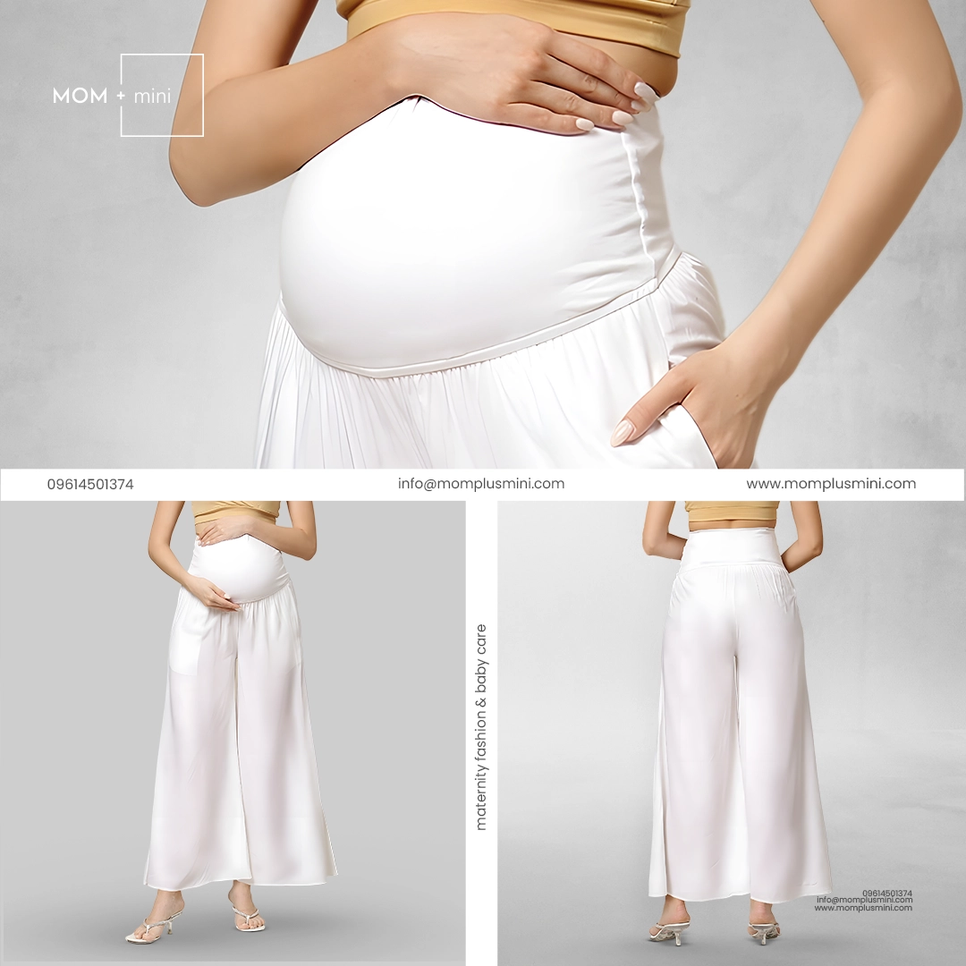 Feather Fit Maternity Palazzo White