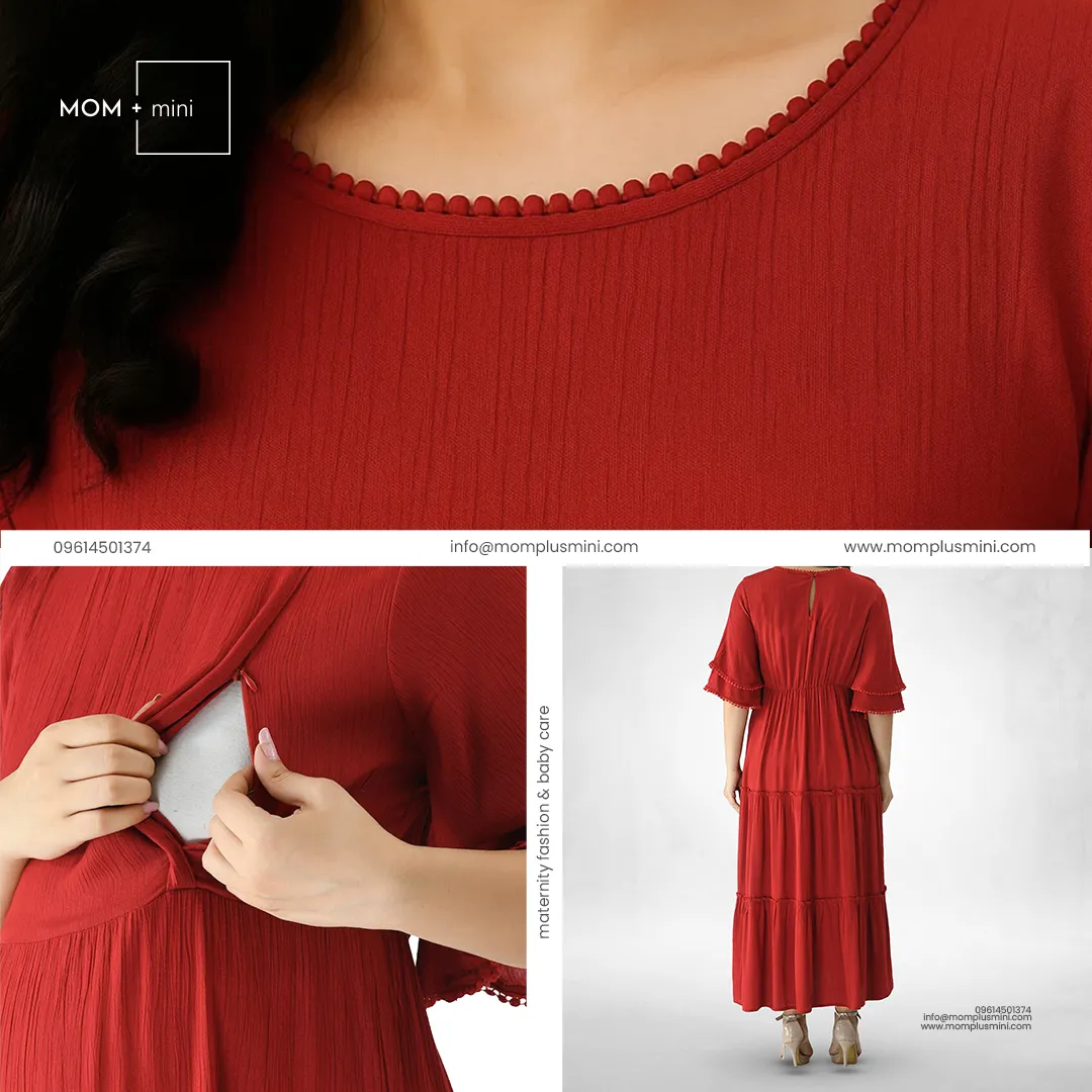 Terracotta Elegance Maternity Dress