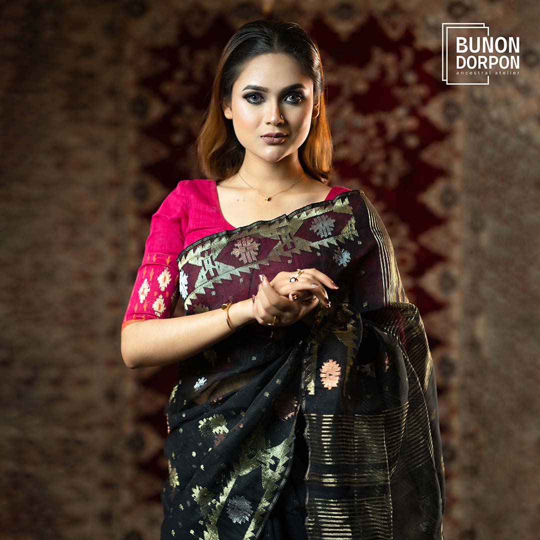 Inky Indulgence Dynasty Jamdani Saree