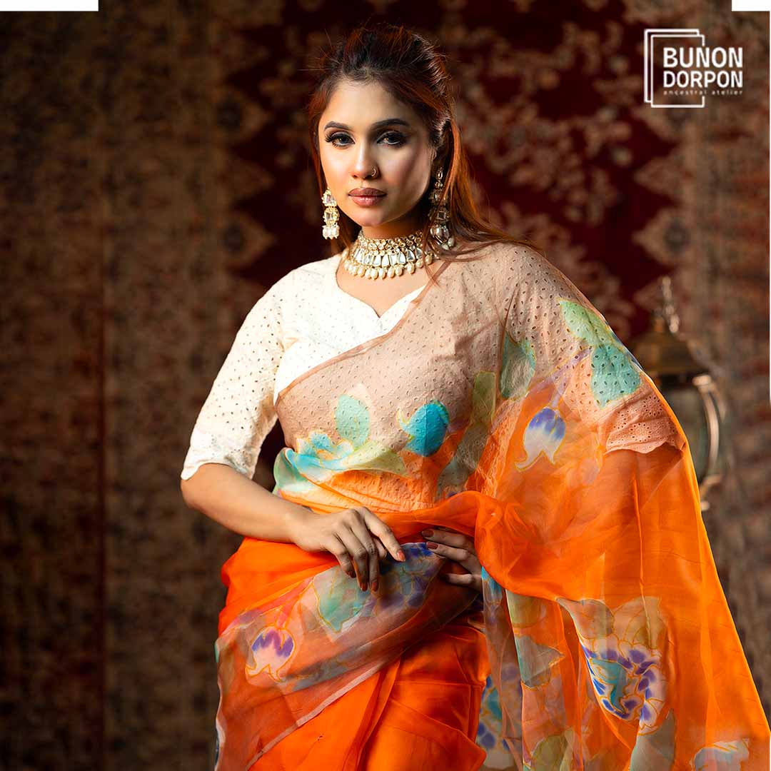 Sunrise Sovereign Hand Painted Silk Saree