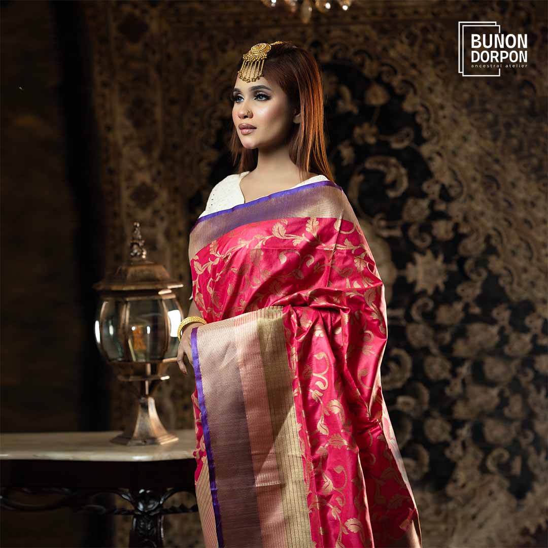 Imperial Blush Aura Silk Katan Saree