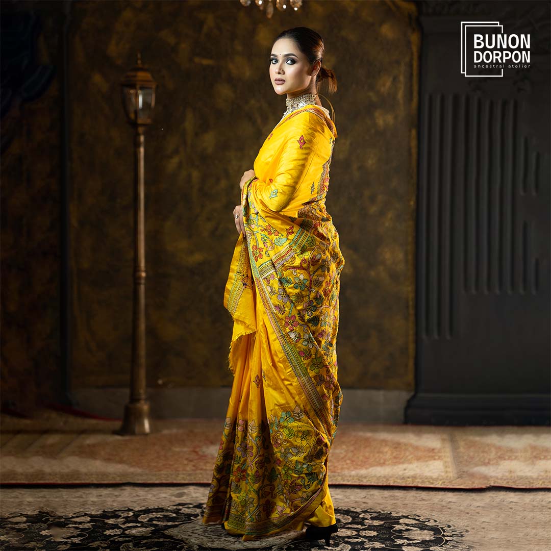 Amber Aura Hand-Embellished Silk Saree