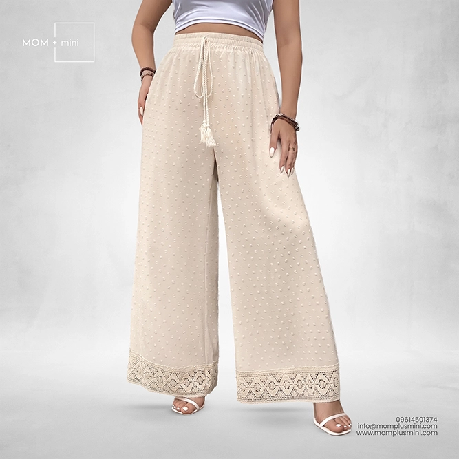 Elegant Lace Flow Pant | Off White
