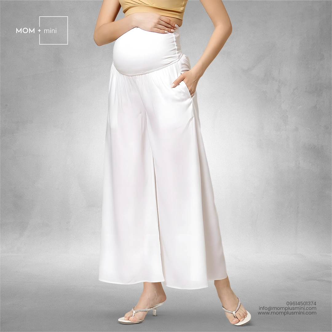 Feather Fit Maternity Palazzo White