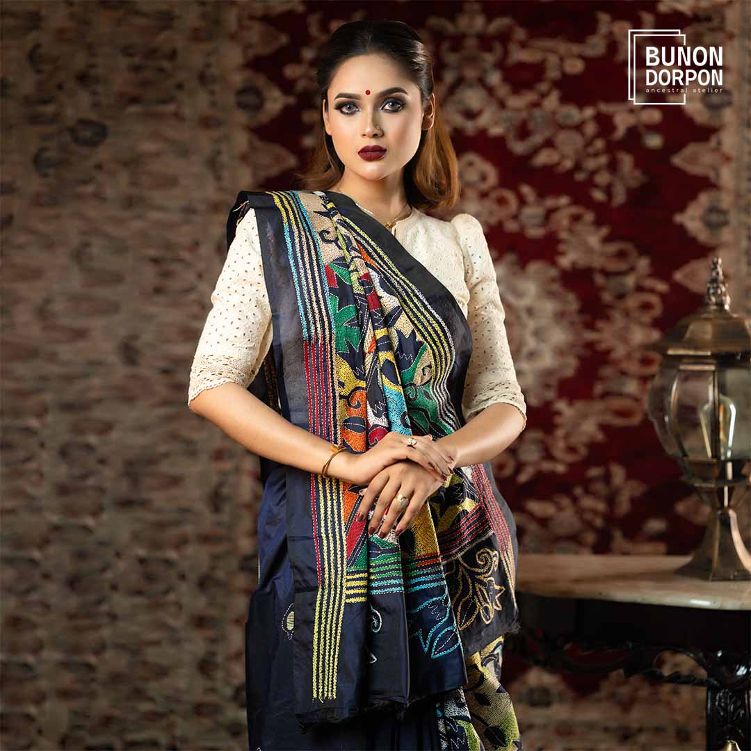 Twilight Treasures Hand-Embellished Silk Saree